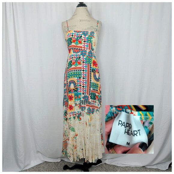 Paper Heart Anthropologie Dress Medium Maxi Aztec Sunrise - Picture 1 of 10
